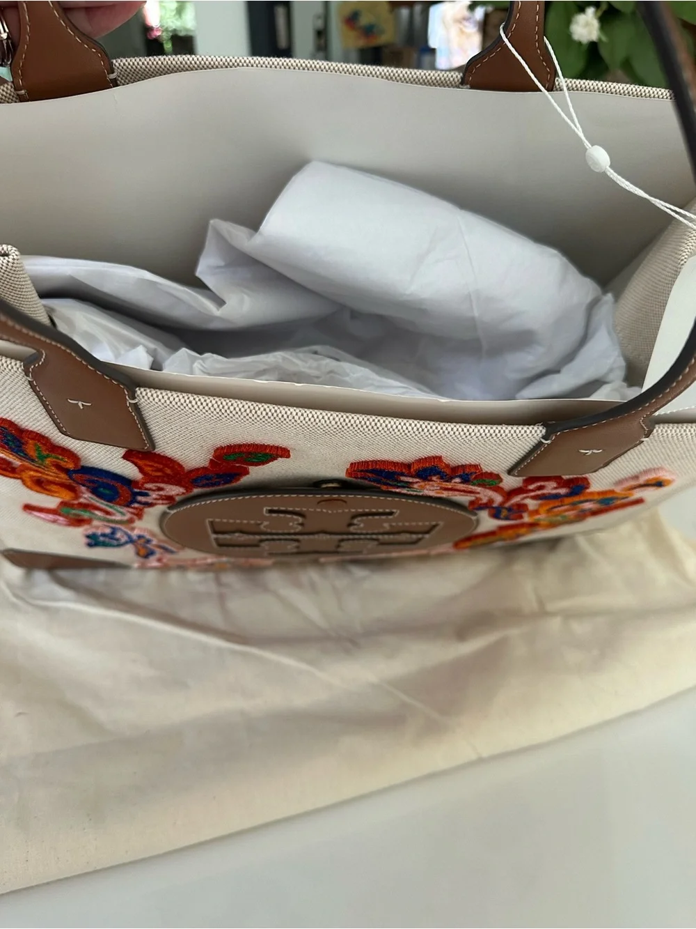 Tory Burch Ella Fil Coupe Tote Bag In Ivory Mountain Paisley NWT